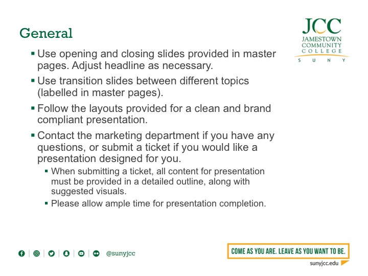 JCC template - basic layout powerpoint presentation shell - example slide 3 with general instructions