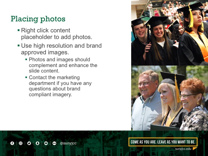 JCC template - creative layout powerpoint presentation shell - example slide 6 with guidelines on placing photos