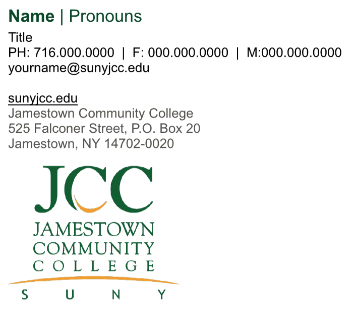JCC email signature layout