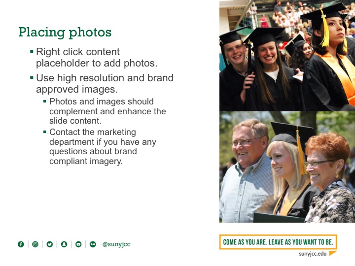 JCC template - basic layout powerpoint presentation shell - example slide 6 with guidelines on placing photos