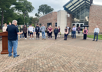 Members of the JCC community gather to mark Patriot Day on the Jamestown campus.
