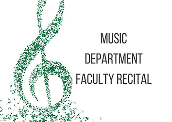 Music notes grouping together to form a treble clef with the words "Music Department Faculty Recital."