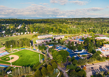 A drone image of the Jamestown Community College Campus.