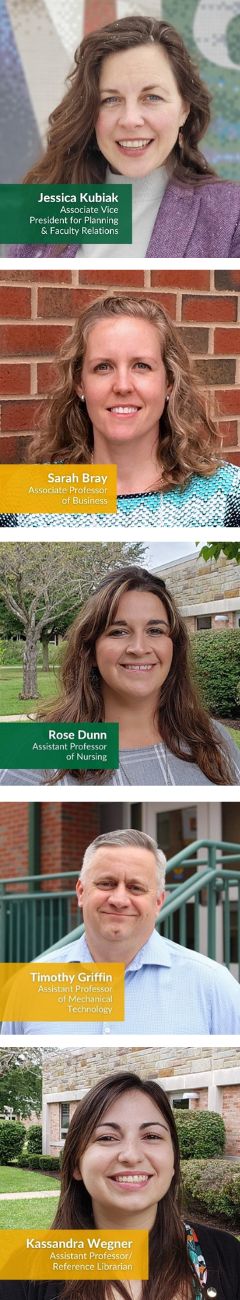 headshots of five recently promoted JCC faculty