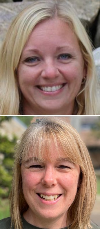 Headshots of two women stacked vertically.
