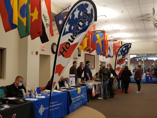 A scene for the 2021 Veterans Stand Down at SUNY JCC.