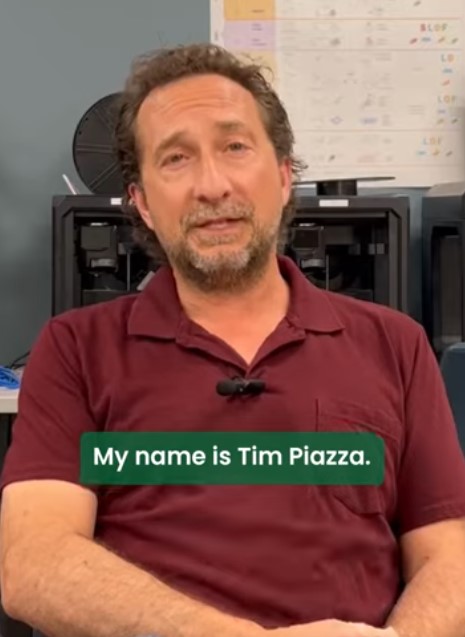 Screenshot of a video of a person talking with the words My name is Tim Piazza. 