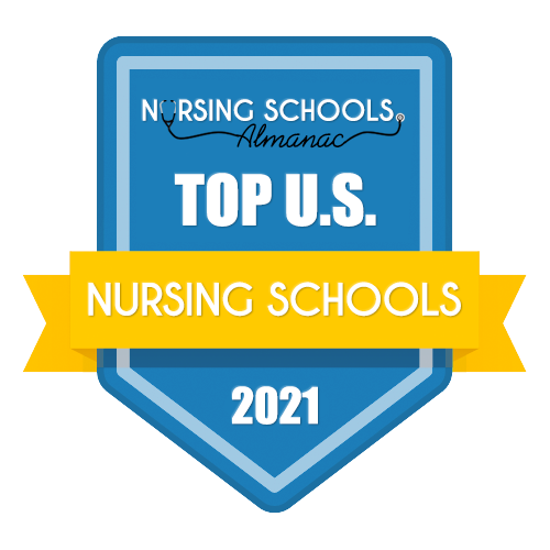 Badge awarding JCC's nursing degree 2021 Best Associate’s Degree in Nursing (ADN) Programs in New York from Nursing Schools Almanac