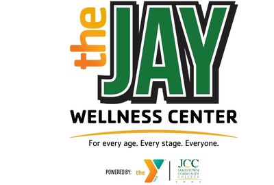 Logo for the JAY Wellness Center. Bold green and black text reads "JAY" with "the" in orange. Slogan: "For every age. Every stage. Everyone."